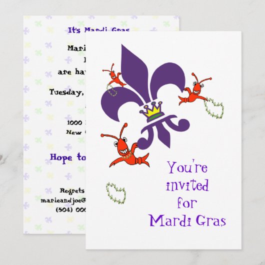 Aangepaste Mardi Gras Party Kaart (Voorkant / Achterkant)