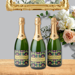 Aangepaste Mardi Gras vrijgezellenfeest Sparkling Wijnetiket