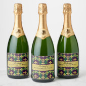 Aangepaste Mardi Gras vrijgezellenfeest Sparkling Wijnetiket (Flessen)