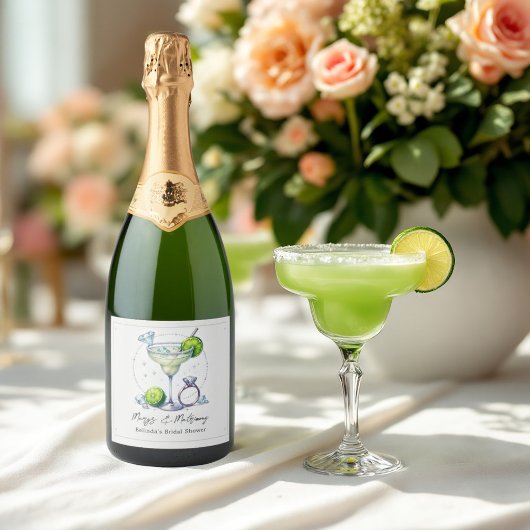Aangepaste Margarita & Huwelijk Bruidsfeest Sparkling Wijnetiket