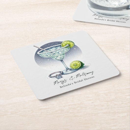 Aangepaste margarita's en huwelijksfeest bruidsfee kartonnen onderzetters (Schuin)