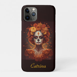 Aangepaste Marigold Catrina Día de los Muertos Case-Mate iPhone Case