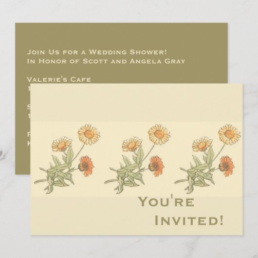 Aangepaste Marigold Floral Wedding Shower Kaart (Voorkant / Achterkant)