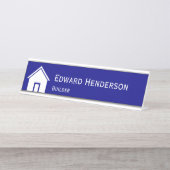 Aangepaste marine blauw en wit van de bouw/Bouwer Bureau Naambordje (Voorkant)