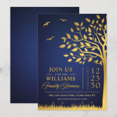 Aangepaste Marine Blauw & Goud Familie Reünie Uitn Kaart (Voorkant / Achterkant)