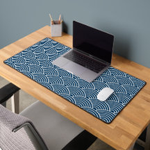Aangepaste marine blauw Japans Seigaiha Wave