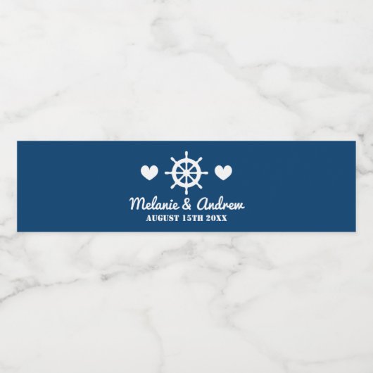 Aangepaste marine blauw nautische bruiloft partij waterfles etiket (Enkel label)