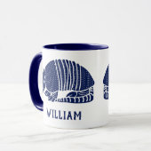 Aangepaste marine Blue Armadillo Mok (Voorkant links)