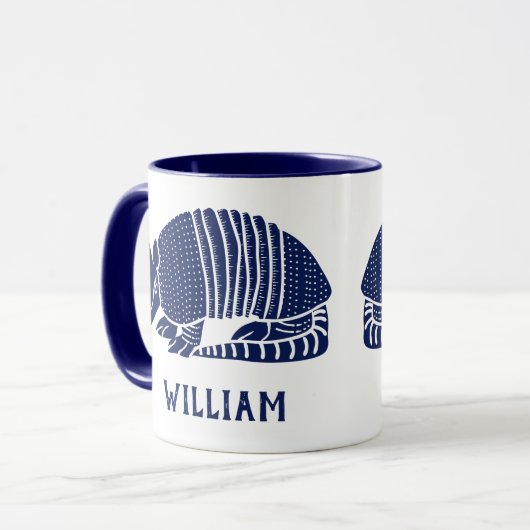 Aangepaste marine Blue Armadillo Mok (Voorkant links)