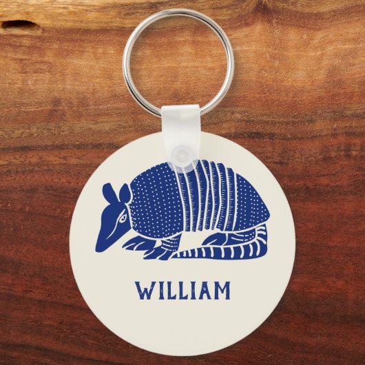 Aangepaste marine Blue Armadillo Sleutelhanger (Voorkant)