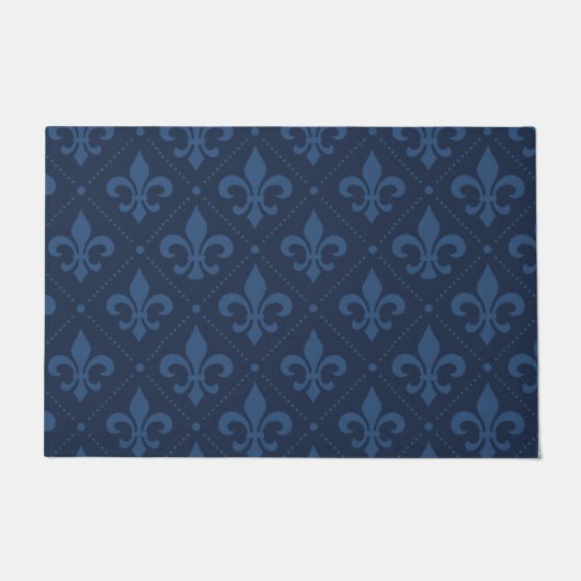 Aangepaste marine Blue Fleur de Lis Outdoor Doorma Deurmat (Voorkant)