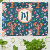 Aangepaste marine Blue Lobster Crustaceancore Holi Theedoek (Gevouwen)