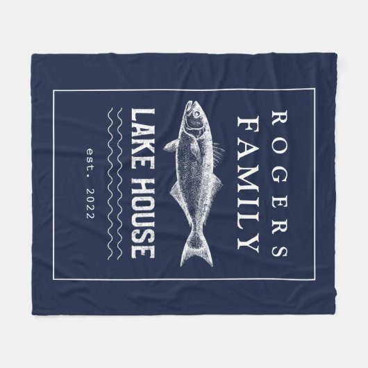 Aangepaste marine Blue Rustic Fleece Blanket (Voorkant (Horizontaal))