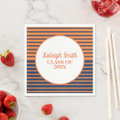 Aangepaste marine Blue Sinaasappel Striped Gradupa Servet (Insitu)