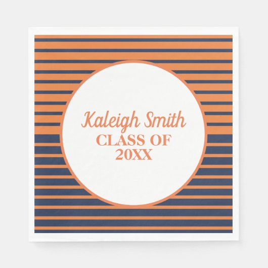 Aangepaste marine Blue Sinaasappel Striped Gradupa Servet (Voorkant)