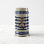 Aangepaste marine Blue Striped Anchor 1 Stein Bierpul (Center)
