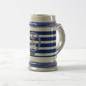 Aangepaste marine Blue Striped Anchor 2 Stein Bierpul (Voorkant rechts)