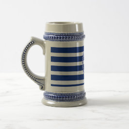 Aangepaste marine Blue Striped Anchor 2 Stein Bierpul