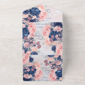 Aangepaste  marine & Blush All In One Uitnodiging (Buitenkant)