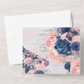 Aangepaste  marine & Blush All In One Uitnodiging (Achterkant)