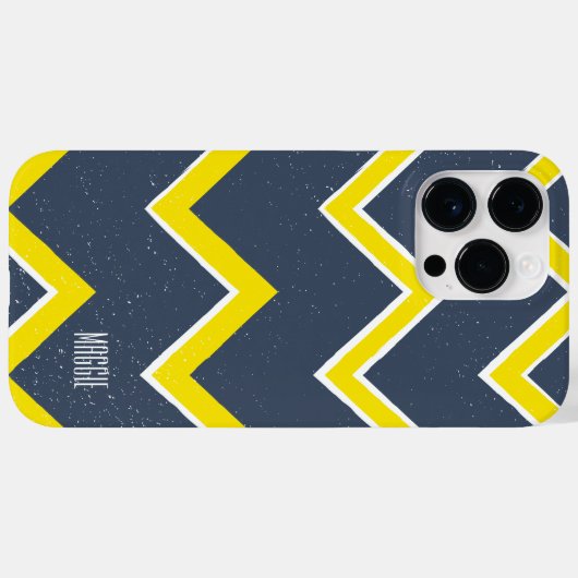 Aangepaste marine en gele moderne preppy Case-Mate iPhone case (Achterkant (horizontaal))