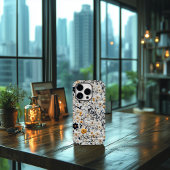 Aangepaste Marine en Goud Geborduurde Bloemen & Be Case-Mate iPhone Case