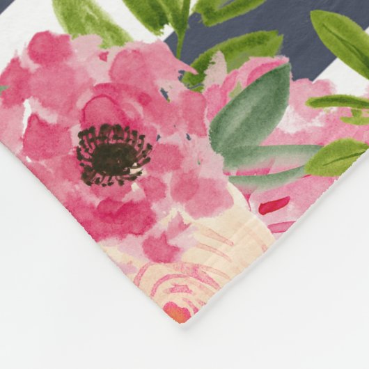 Aangepaste marine gestreept florale mandje fleece deken (Hoek)