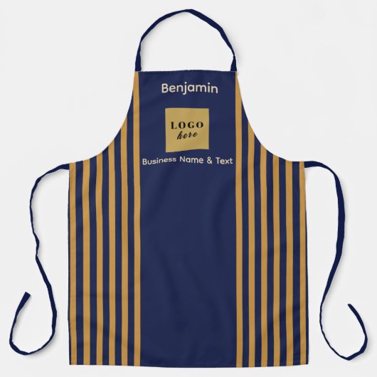 Aangepaste Marine & Gouden Streep Schort (Voorkant)