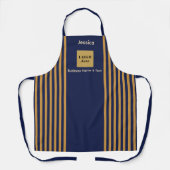 Aangepaste Marine & Gouden Streep Schort (Voorkant)