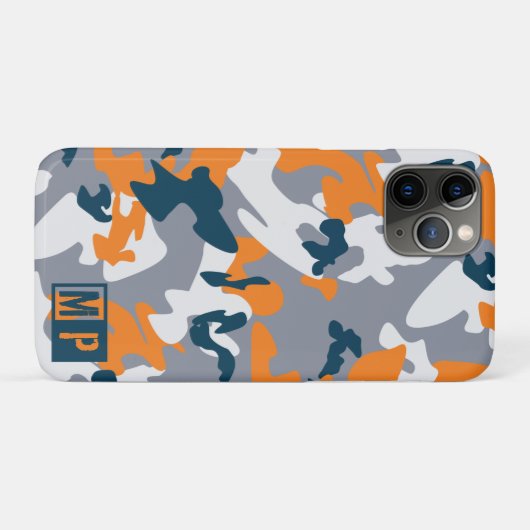 Aangepaste marine, grijze en Oranje Camouflage Case-Mate iPhone Case (Achterkant (horizontaal))