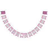 Aangepaste marine & helder roze gestreepte preppy vlaggetjes (Alle)