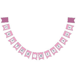 Aangepaste marine & helder roze gestreepte preppy  vlaggetjes