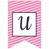 Aangepaste marine & helder roze gestreepte preppy vlaggetjes (Derde vlag)