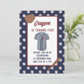 Aangepaste marine honkbal verjaardag uitnodiging (Staand voorkant)