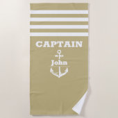 Aangepaste marine kapitein met gepersonaliseerde n strandlaken (Voorkant)