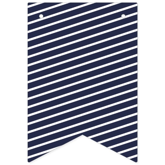 Aangepaste marine met gestreept preppy Bunting Vlaggetjes (Eerste vlag)