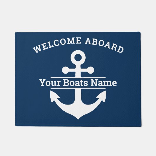 Aangepaste Marine Nautische Boot Naam Anker Deurmat (Voorkant)