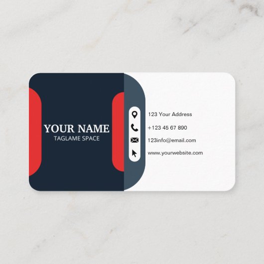 Aangepaste marine & wit Professionele zaken Visitekaartje (Achterkant)