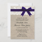 Aangepaste marine & witte kant & bruiloft kaart (Voorkant)