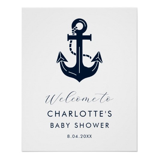 Aangepaste marineanker baby shower welkom perfect poster (Voorkant)