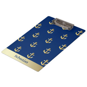Aangepaste marineblauw en goudkoopanker klembord