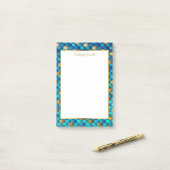 Aangepaste marineblauw- en goudzeemaidescales post-it® notes (Op bureau)