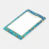 Aangepaste marineblauw- en goudzeemaidescales post-it® notes (Schuin)