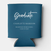 Aangepaste marineblauw- en witte graduatie blikjeskoeler (Voorkant)