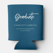 Aangepaste marineblauw- en witte graduatie blikjeskoeler (Achterkant)