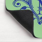 Aangepaste marineblauw Floral monogram M Muismat (Hoek)