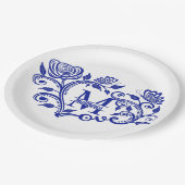 Aangepaste marineblauw Floral monogram M Papieren Bordje (Gekanteld)