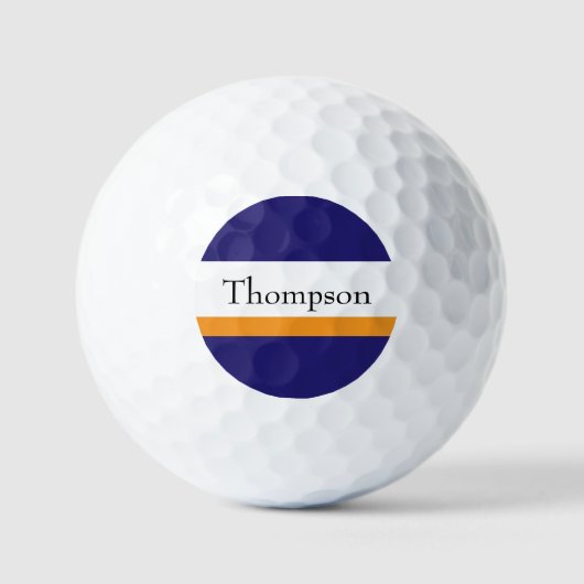 Aangepaste marineblauw goud achternaam golfballen (Voorkant)
