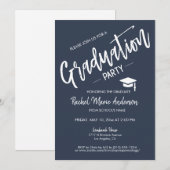 Aangepaste marineblauw-minimalistische GraduPartij Kaart (Voorkant / Achterkant)