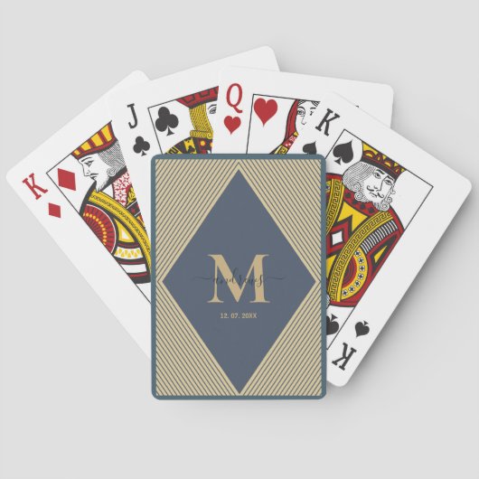 Aangepaste marineblauw stripkaarten afspelen pokerkaarten (Achterkant)